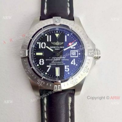 Asian Eta2836 Breitling Avenger Black Leather Watch
